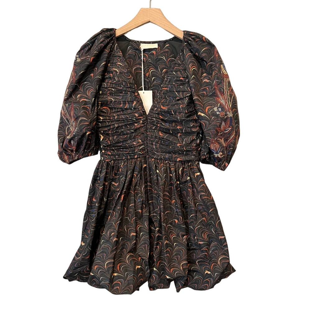 NWT ULLA JOHNSON Gwen Elbow Puff-sleeve Mini Dress Size 2 - Picture 4 of 12